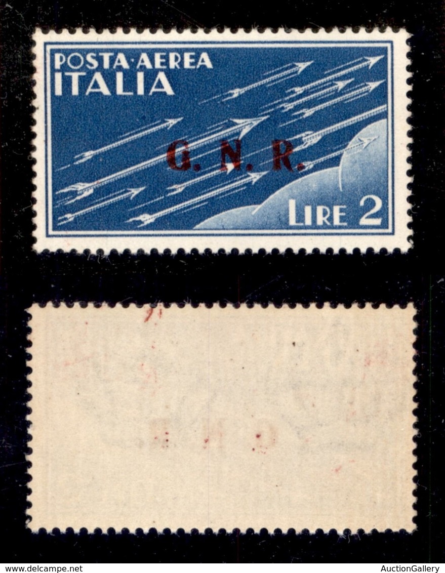 REPUBBLICA SOCIALE - 1943 - GNR Brescia - Terzo Tipo - 2 Lire (122/III - Aerea) - Gomma Integra - Cert. AG (450) - Sonstige & Ohne Zuordnung