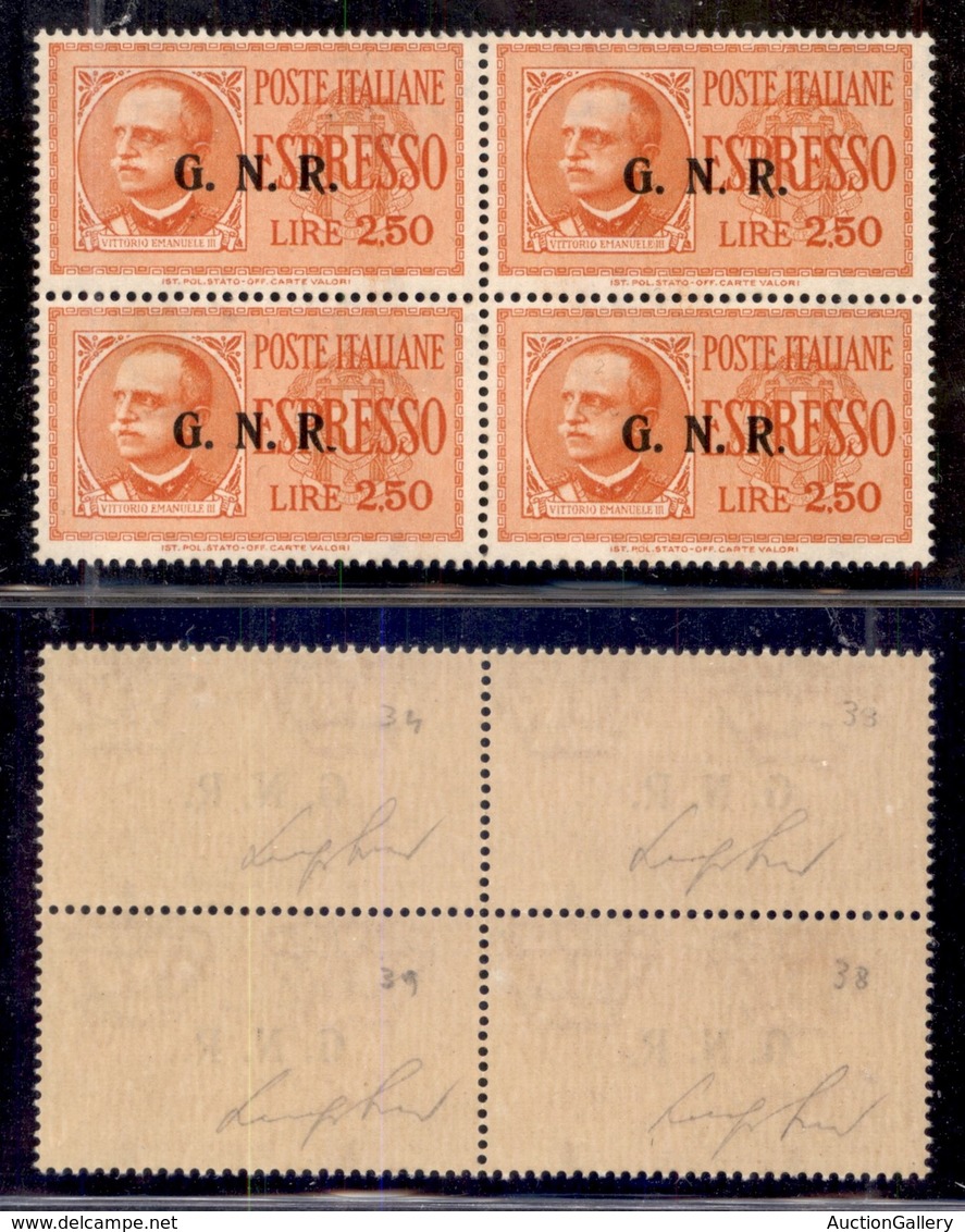 REPUBBLICA SOCIALE - 1943 - GNR Brescia - Espressi - Terzo Tipo - 2,50 Lire (20/III + 20/IIIi + 20/III Punto Rotto Dopo  - Sonstige & Ohne Zuordnung