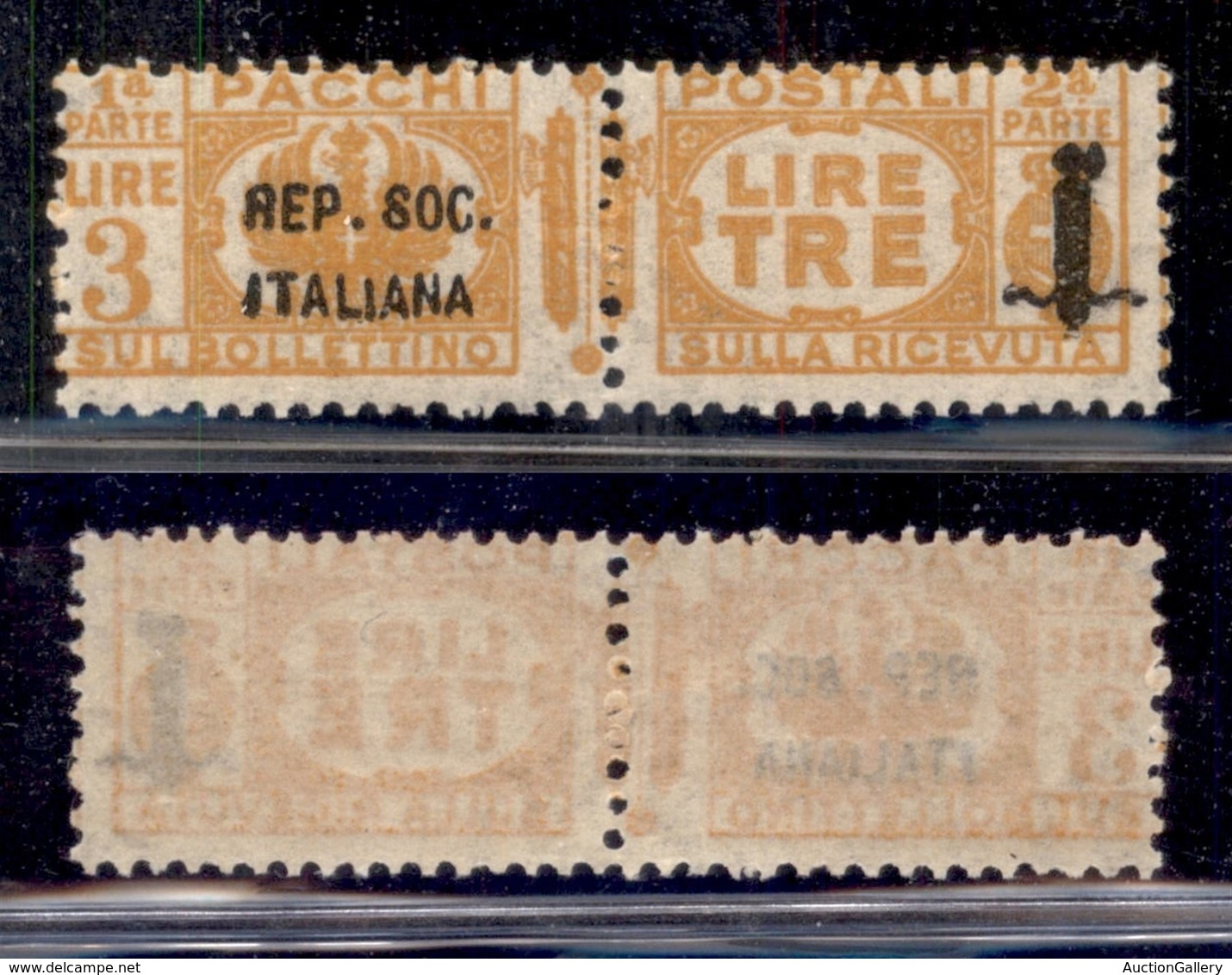 REPUBBLICA SOCIALE - 1944 - Provvisori - Pacchi Postali - 3 Lire (44) - Gomma Integra (175) - Sonstige & Ohne Zuordnung