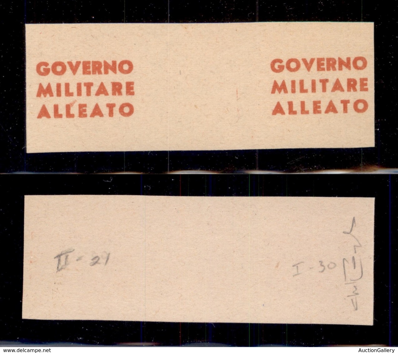 EMISSIONI LOCALI - GMA NAPOLI - 1943 - Prova Di Macchina (in Rosso) - Coppia Con Interspazio Al Centro - Senza Gomma - C - Autres & Non Classés