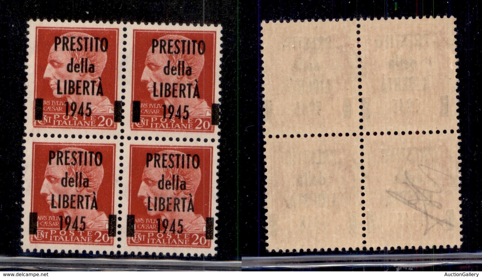 EMISSIONI C.L.N. - LUCCA - 1945 - Prestito Della Libertà - 20 Cent Imperiale (Unificato 1) In Quartina - Gomma Integra - Sonstige & Ohne Zuordnung