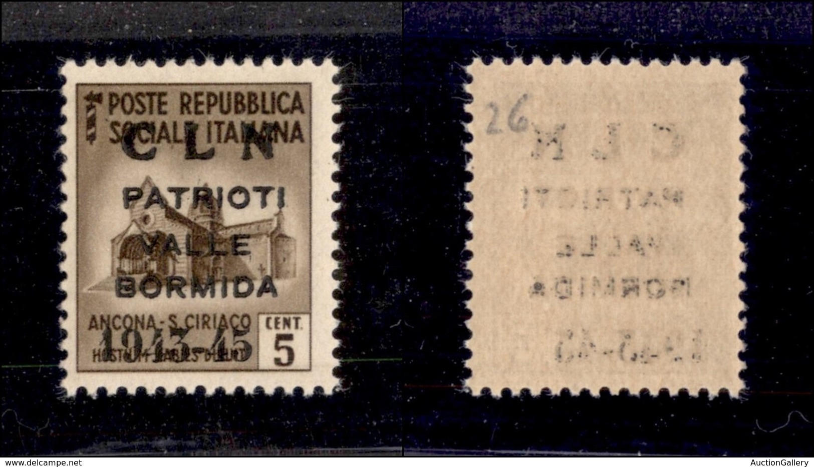 EMISSIONI C.L.N. - VALLE BORMIDA - 1945 - Soprastampa Modificata - 5 Cent (1A) - Gomma Integra - Cert. AG (4.500) - Autres & Non Classés