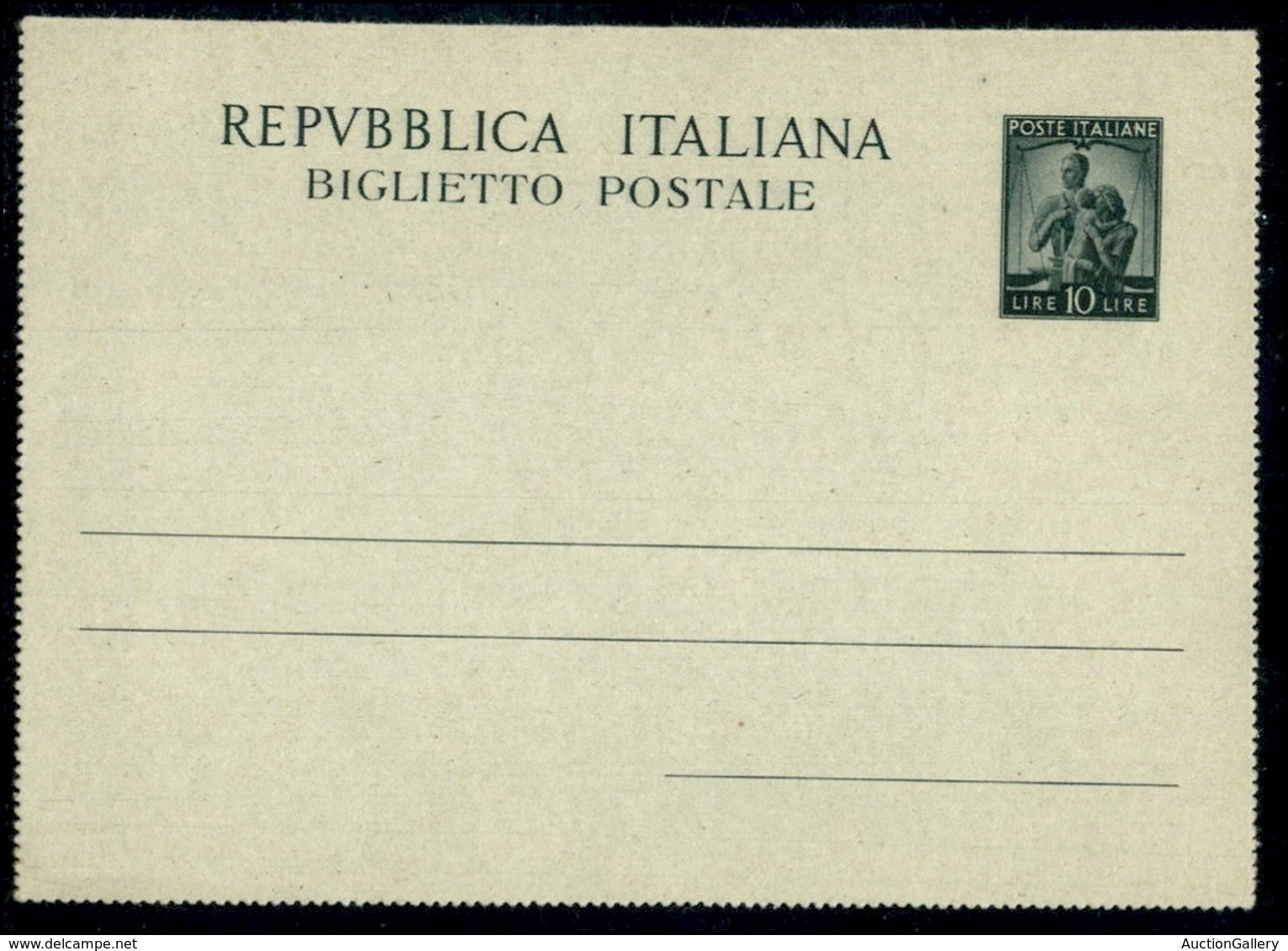 REPUBBLICA - 1946 - Biglietto Postale Da 10 Lire (B42) Nuovo - Senza Bordi Laterali - Autres & Non Classés