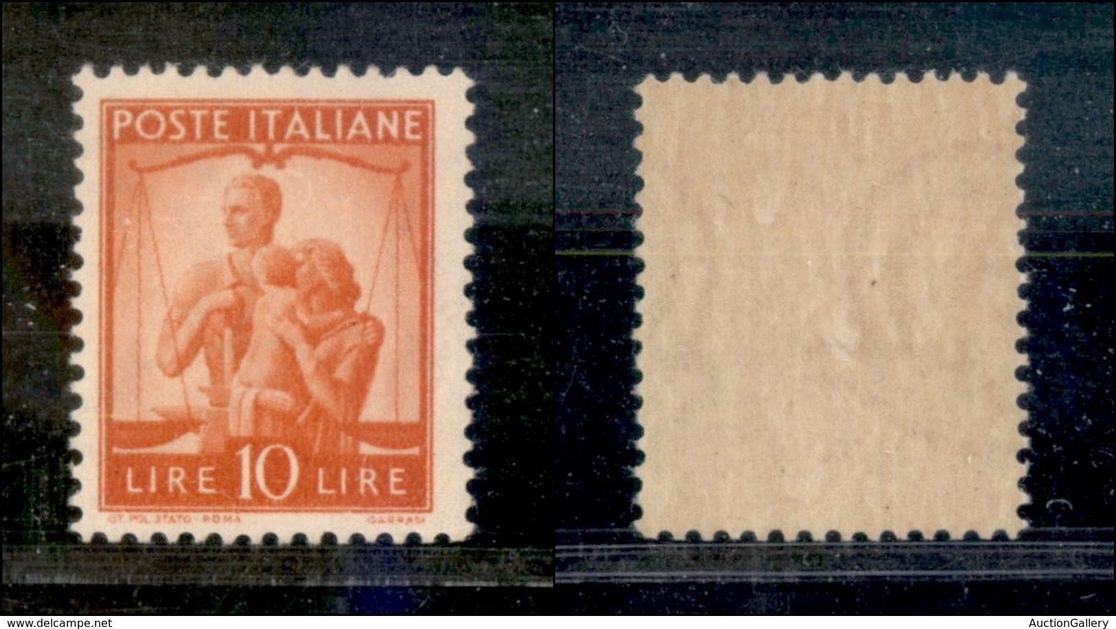 REPUBBLICA - 1947 - 10 Lire Democratica (559) Con Filigrana Ruota Capovolta Sinistra - Gomma Integra (110) - Andere & Zonder Classificatie