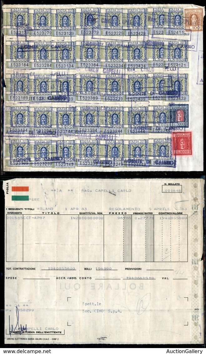 REPUBBLICA - Tassa Sui Contratti Di Borsa - Ricevuta Per Vendita Di Azioni Per 2 Miliardi Con Tassa Di 194.100 Lire - Mi - Otros & Sin Clasificación