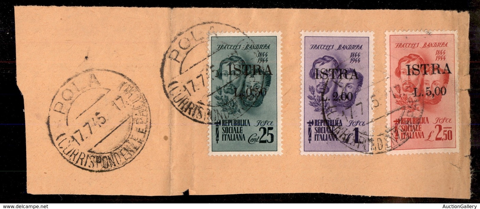 LITORALE SLOVENO - ISTRIA - 1945 - Bandiera (31/33) - Serie Usata Su Frammento (332) - Sonstige & Ohne Zuordnung