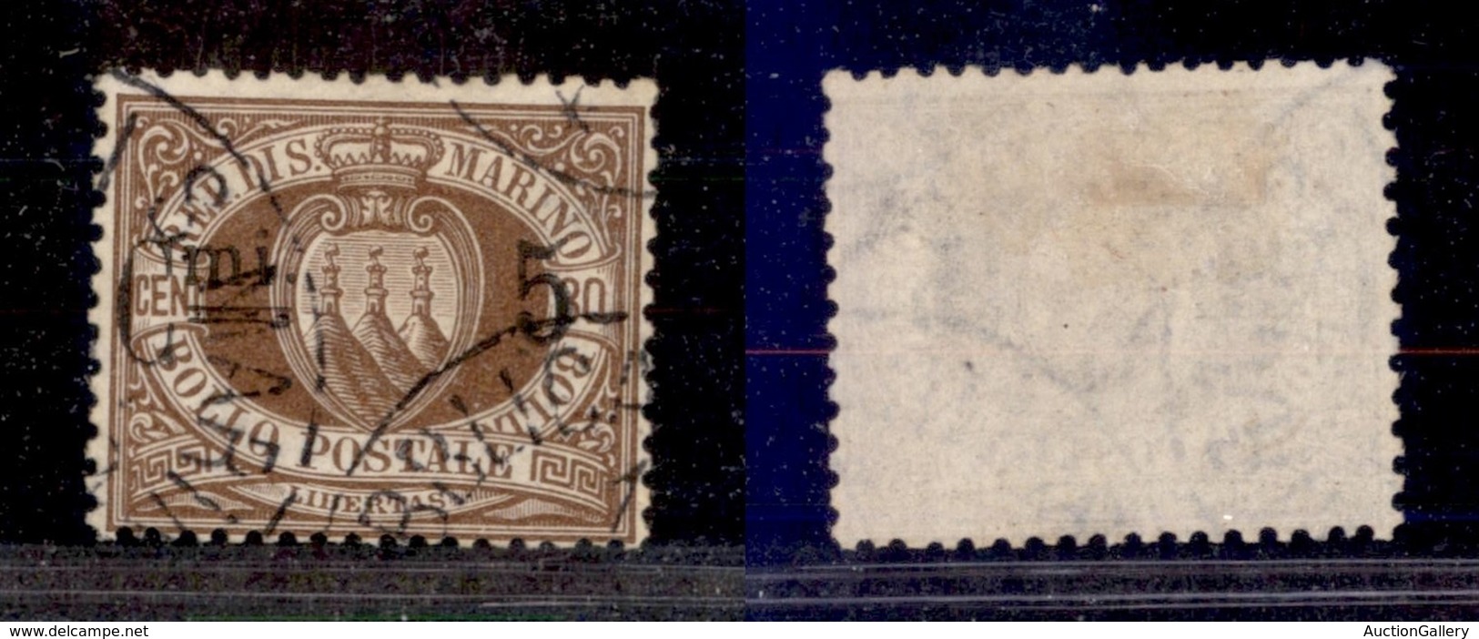 SAN MARINO - 1892 - 5 Cent Su 30 Cent Stemma (9) - Usato (175) - Autres & Non Classés