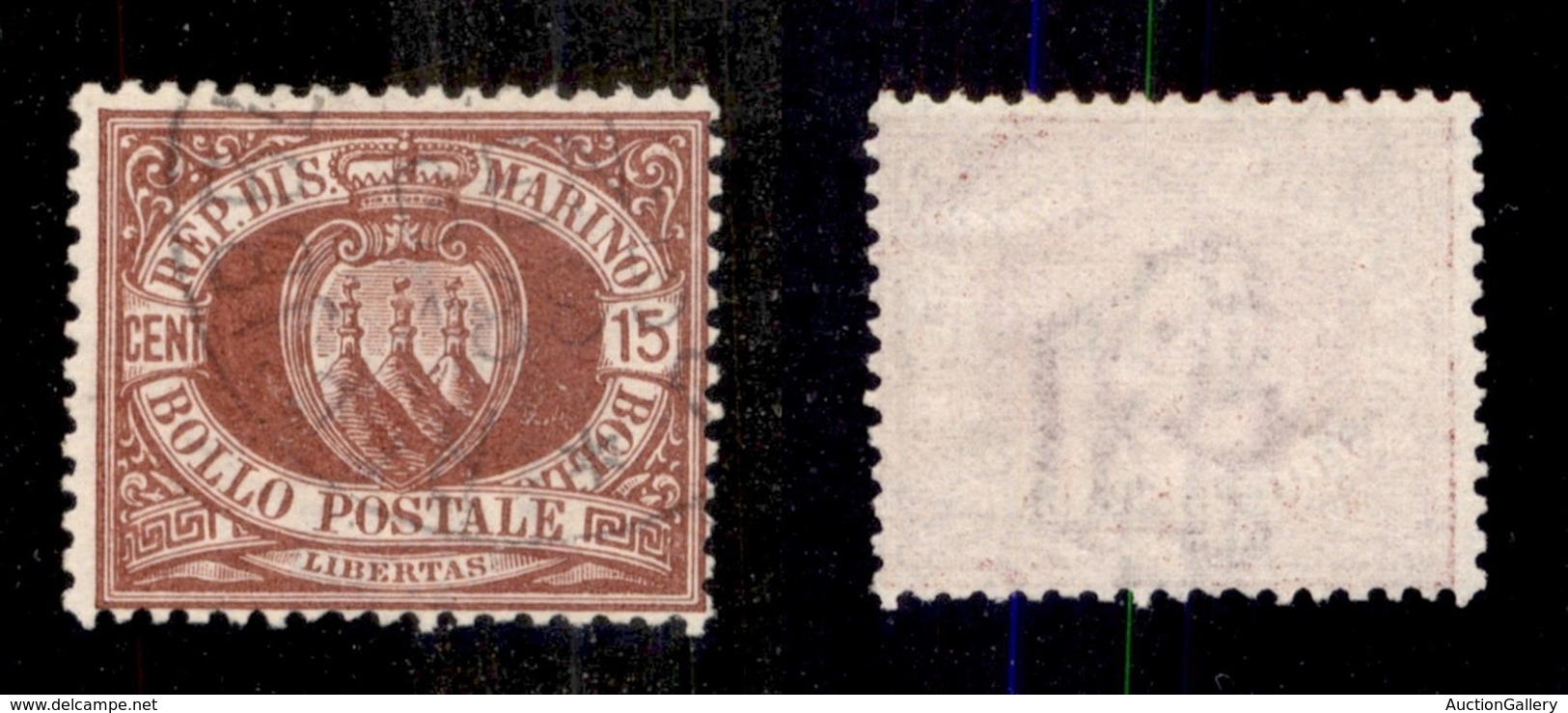 SAN MARINO - 1894 - 15 Cent Stemma (15) Usato - Sonstige & Ohne Zuordnung