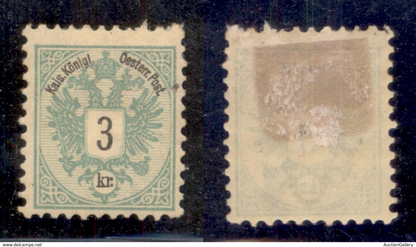 EUROPA - AUSTRIA - 1883 - 3 Kreuzer Doppia Aquila (45D) - Gomma Originale (50) - Other & Unclassified