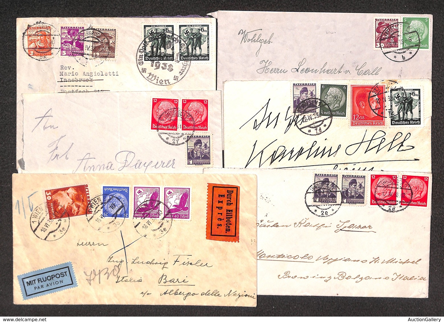 EUROPA - AUSTRIA - Annessione - 1938 - Sei Lettere Per L’Italia Dal 12 Aprile Al 18 Giugno Con Varie Affrancature Miste  - Autres & Non Classés
