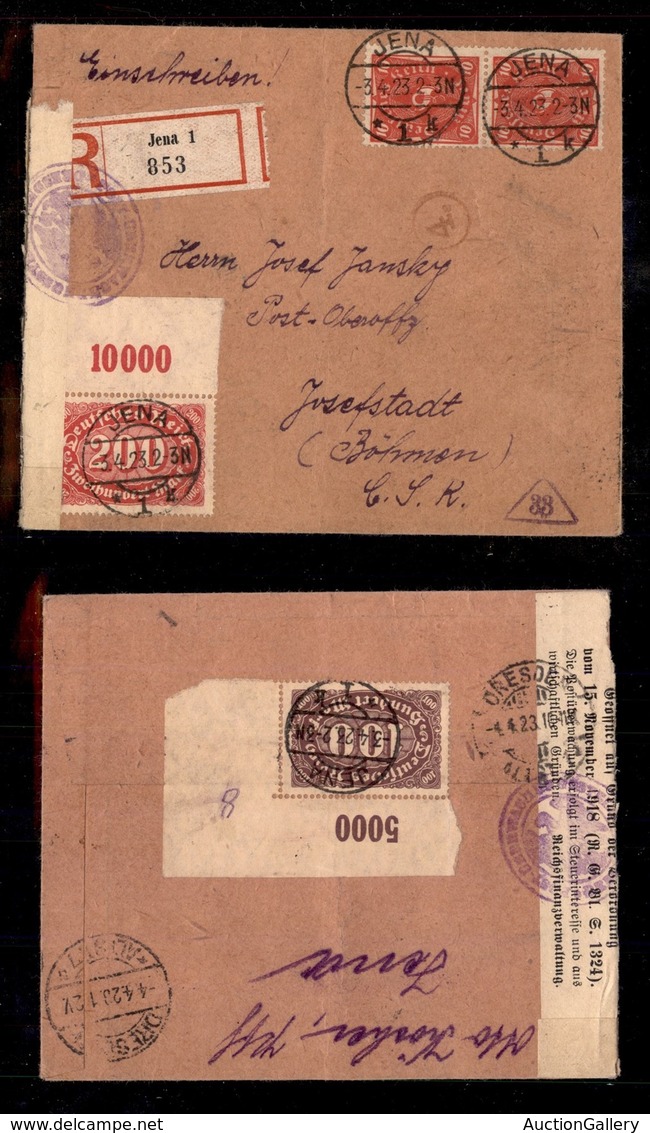 EUROPA - GERMANIA - Raccomandata Da Jena A Josefstadt (Boemia) Del 3.4.23 Con Affrancatura Multipla (206 Coppia + 220 +  - Otros & Sin Clasificación