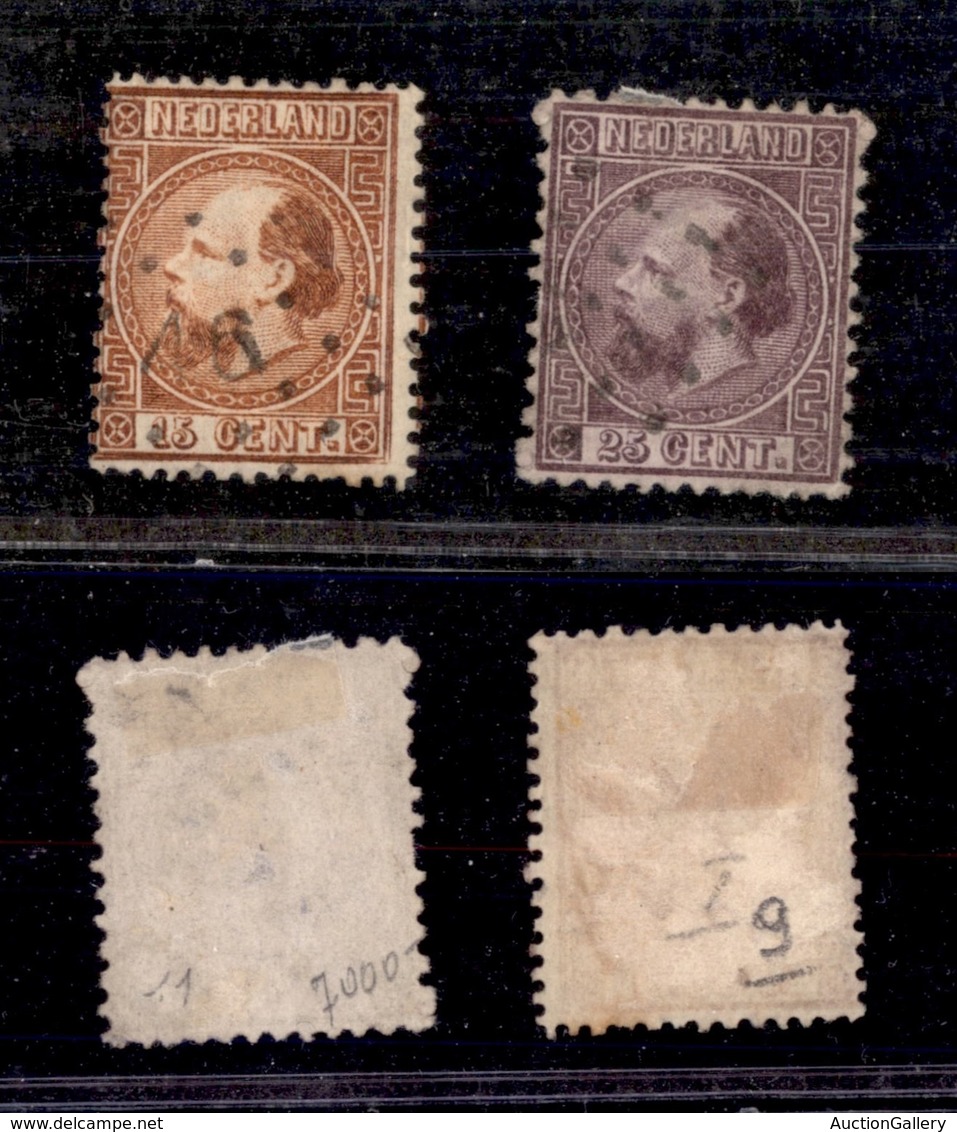 EUROPA - OLANDA - 1867 - Guglielmo III A Sinistra - 15 Cent (9 IC) + 25 Cent (11 IA) - 2 Valori Usati (155) - Sonstige & Ohne Zuordnung