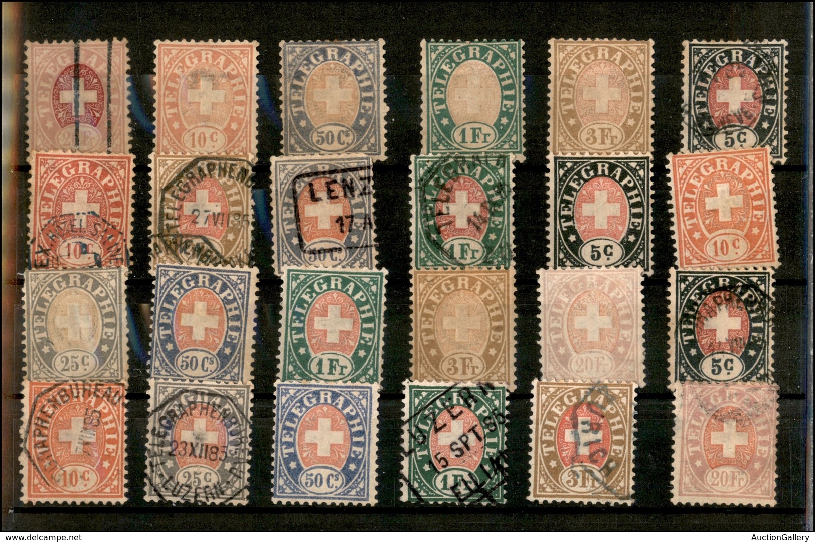 EUROPA - SVIZZERA - 1868/1881 - Francobolli Der Telegrafi - Cartoncino Con 24 Valori Qualità Mista - Da Esaminare - Autres & Non Classés