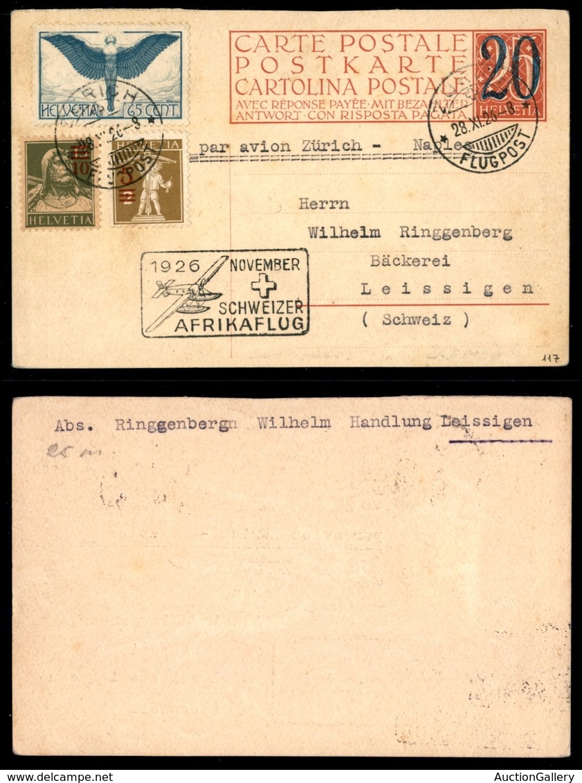 EUROPA - SVIZZERA - 1926 (28 Novembre) - Afrikaflug - Aerogramma Per Leissigen - Sonstige & Ohne Zuordnung