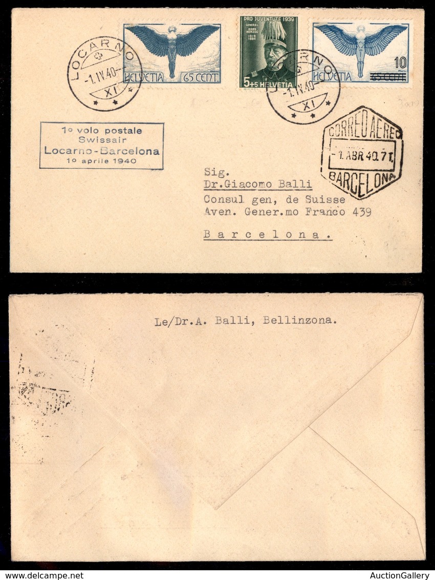 EUROPA - SVIZZERA - 1940 (1 Aprile) - Locarno Barcellona - Autres & Non Classés