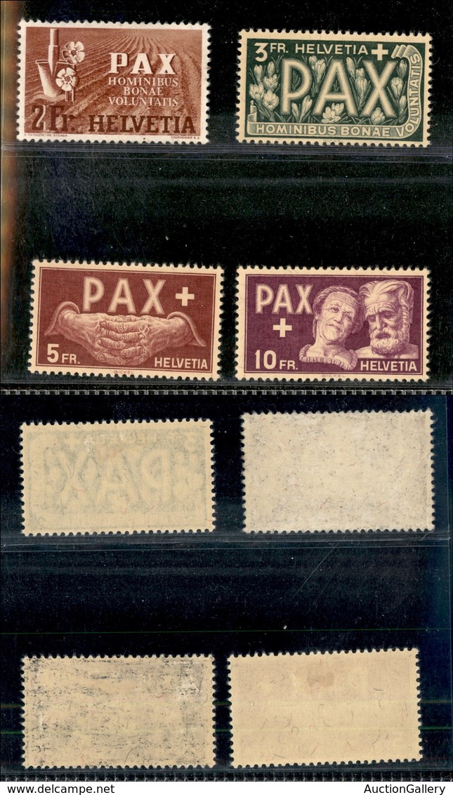 EUROPA - SVIZZERA - 1945 - Pax (456/459) - 4 Alti Valori - Gomma Originale - Autres & Non Classés