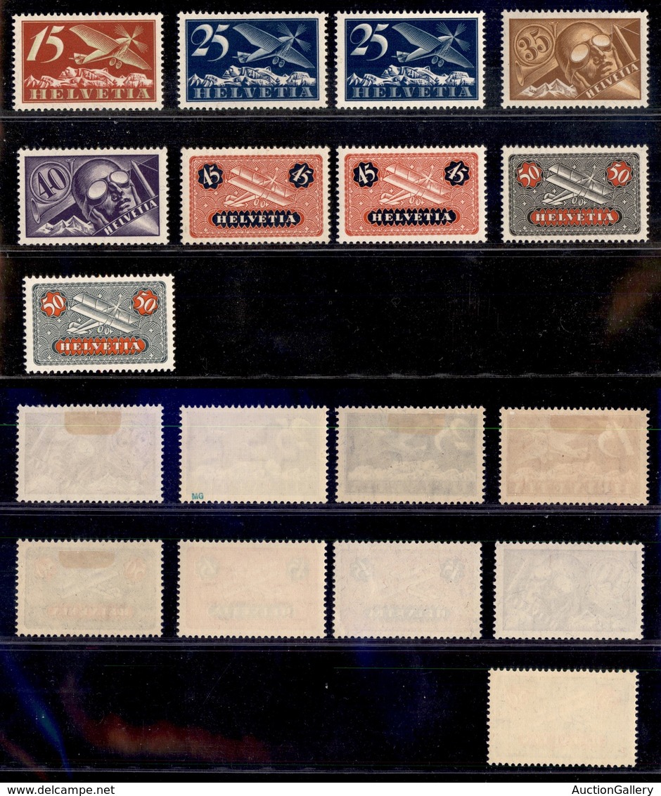 EUROPA - SVIZZERA - 1923/1935 - Posta Aerea (179/184 + 180z + 183z + 184z) - Serie Completa + 3 Valori In Carta Patinata - Sonstige & Ohne Zuordnung