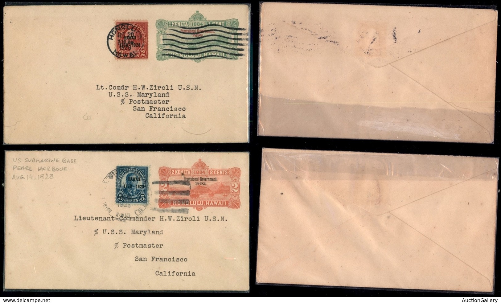 OLTREMARE - HAWAY - Provisional Government 1893 - Due Interi Postali (Scott. U10/U11) Per La California - Sonstige & Ohne Zuordnung