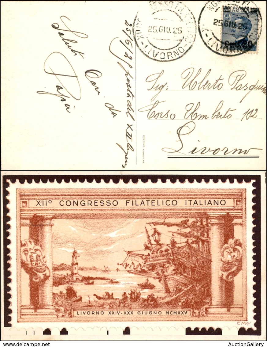 POSTA AEREA - PRIMI VOLI-AEROGRAMMI - 1925 (25 Giugno) - Livorno - Cartolina Ufficiale Per Città - Autres & Non Classés