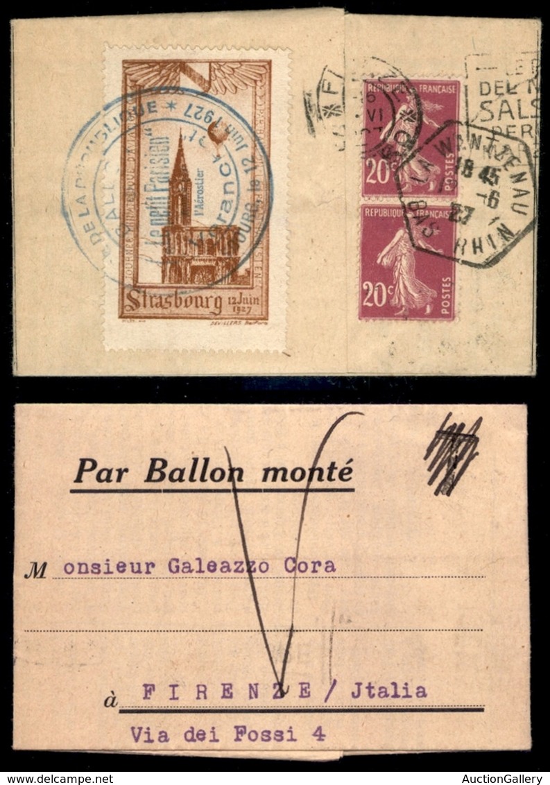 POSTA AEREA - PRIMI VOLI-AEROGRAMMI - 1927 (12 Giugno) - Ballon Monte Le Petit Parisien - Aerogramma Da Strasburgo A Fir - Sonstige & Ohne Zuordnung
