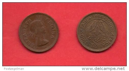 SOUTH AFRICA, 1956,  Circulated Coin, 1/4 Pence,  Elizabeth II, Bronze, Km44  C 1387 - Zuid-Afrika