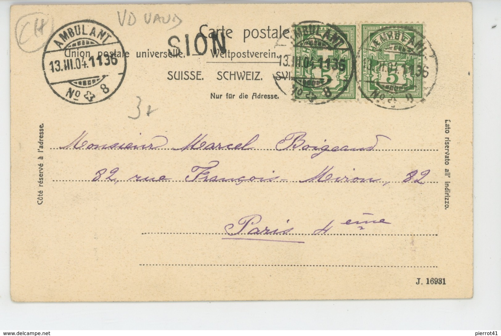 SUISSE - VAUD - CHILLON - La Prison (timbre Ambulant N°8 ) - Autres & Non Classés