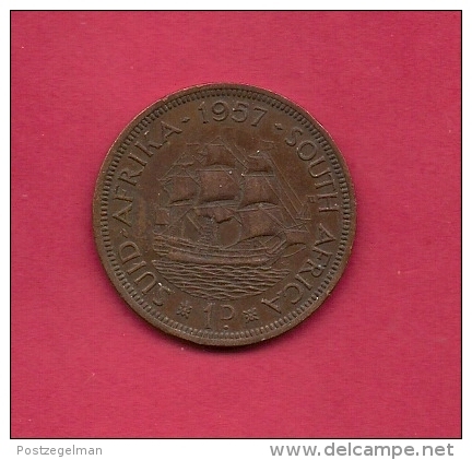SOUTH AFRICA, 1957, Circulated Coin XF, 1 Pence, QE II, KM 46, C1437 - Zuid-Afrika