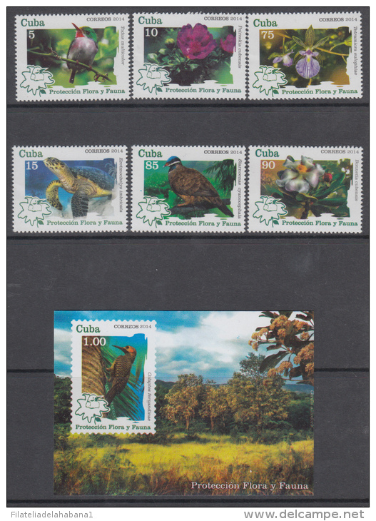 2014.170 CUBA MNH. HF. 2014. PROTECCION FLORA Y FAUNA. WILDLIFE PROTECTION. FLORES. AVES. FLORES. BIRDS. ANIMALS. - Ongebruikt