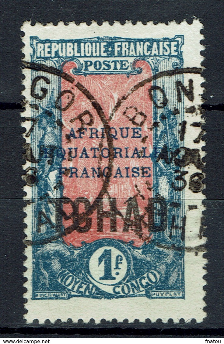 Chad, (French Colony), 1f., Surchargé TCHAD, 1924, VFU  Scarce Postmark From Bongor - Used Stamps