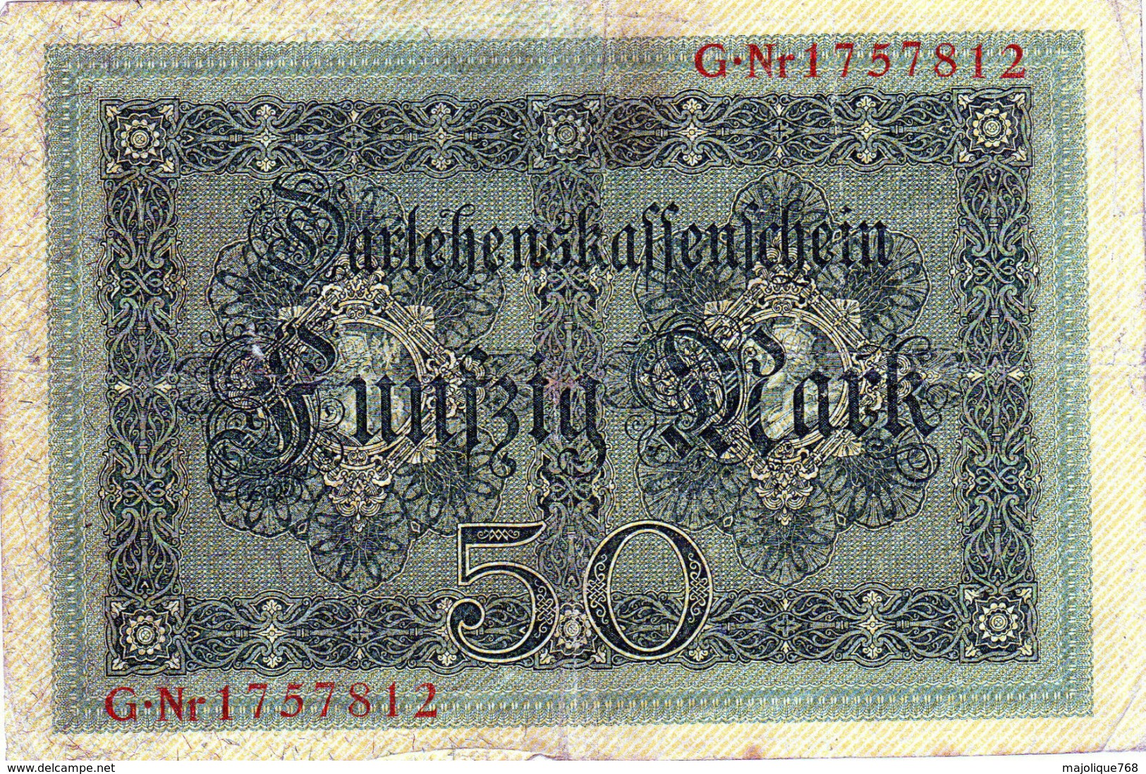 Billet Allemand De 50 Mark Le 5-août-1914-7 Chiffres En T B - 50 Mark