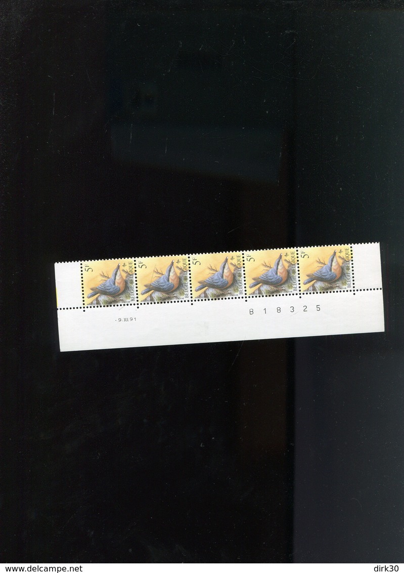 Belgie 2294 Buzin Vogels Birds 5Fr Bande Datée Datumstrook Onpaar  9/12/1991 RRR - 1985-.. Vogels (Buzin)