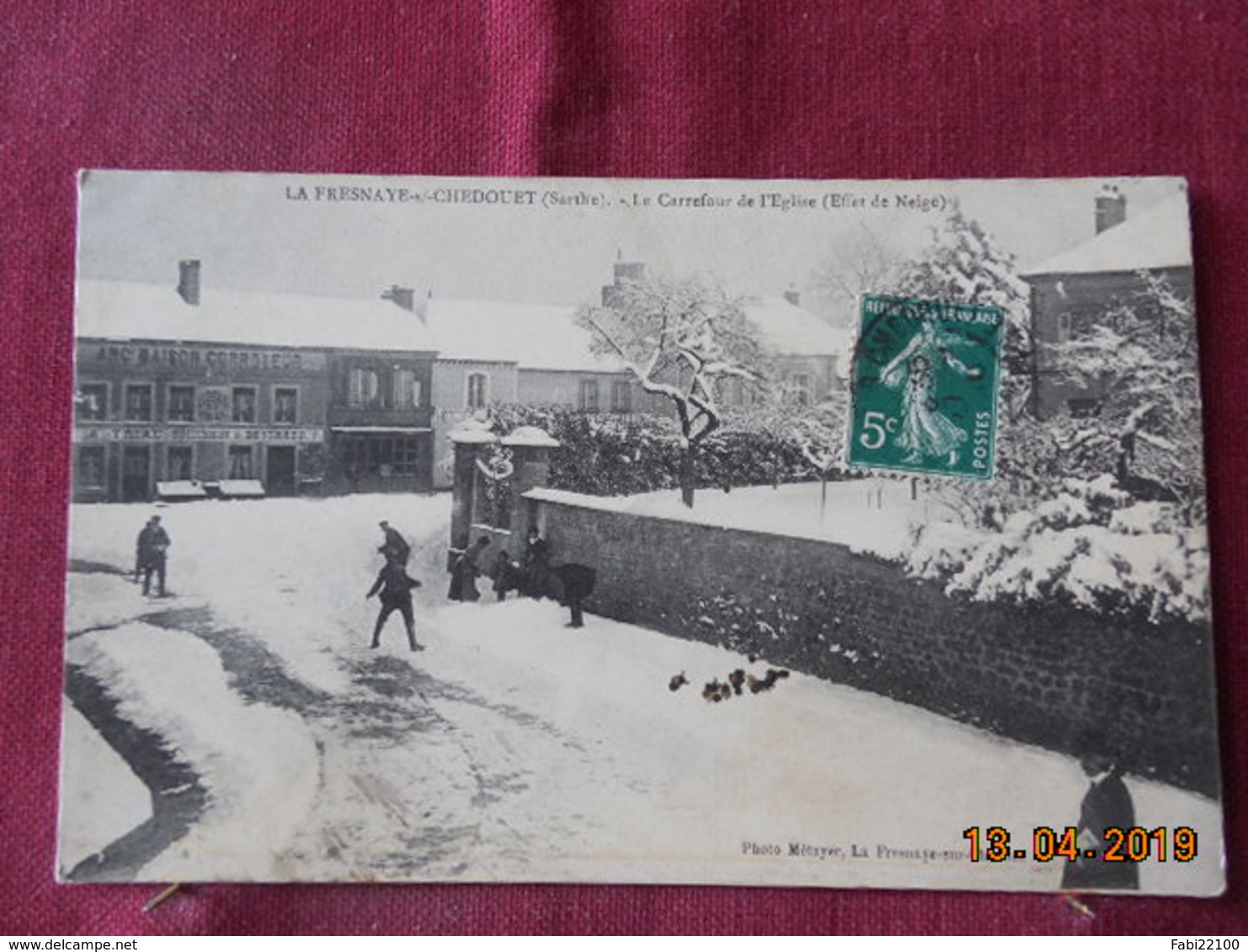 CPA - La Fresnaye-sur-Chédouet - Le Carrefour De L'Eglise (Effet De Neige) - La Fresnaye Sur Chédouet