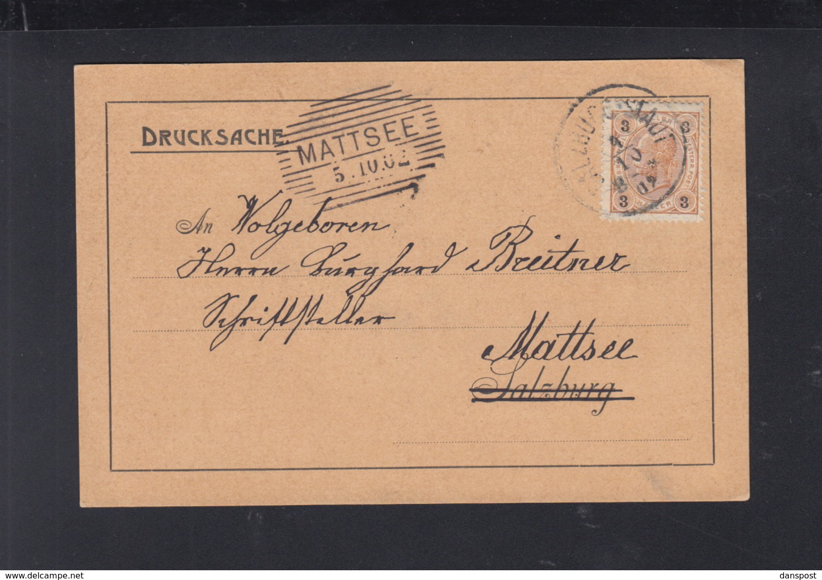 KuK PK Dt.-Österr. Alpenverein Salzburg 1902 An Burghard Breitner Son Von Anton Scheffelbund - Covers & Documents