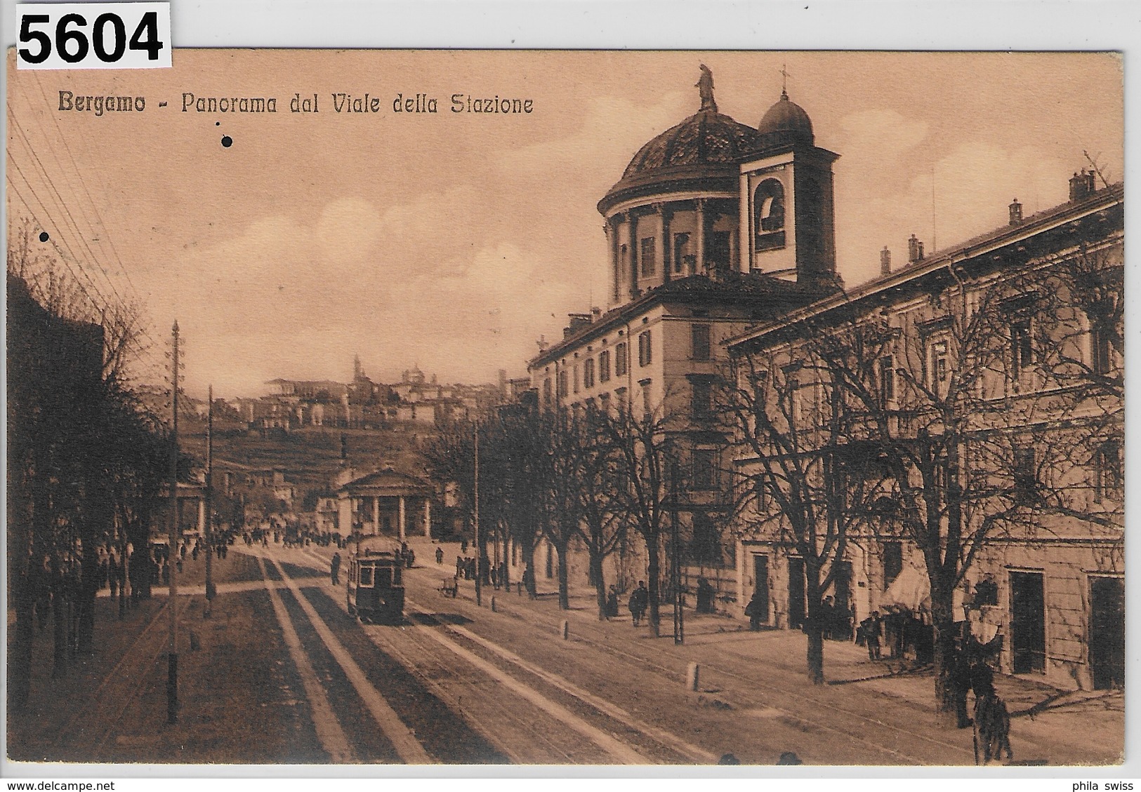 Bergamo - Panorama Dal Viale Della Stazione - Tram, Animee 23.7.1917 - Bergamo