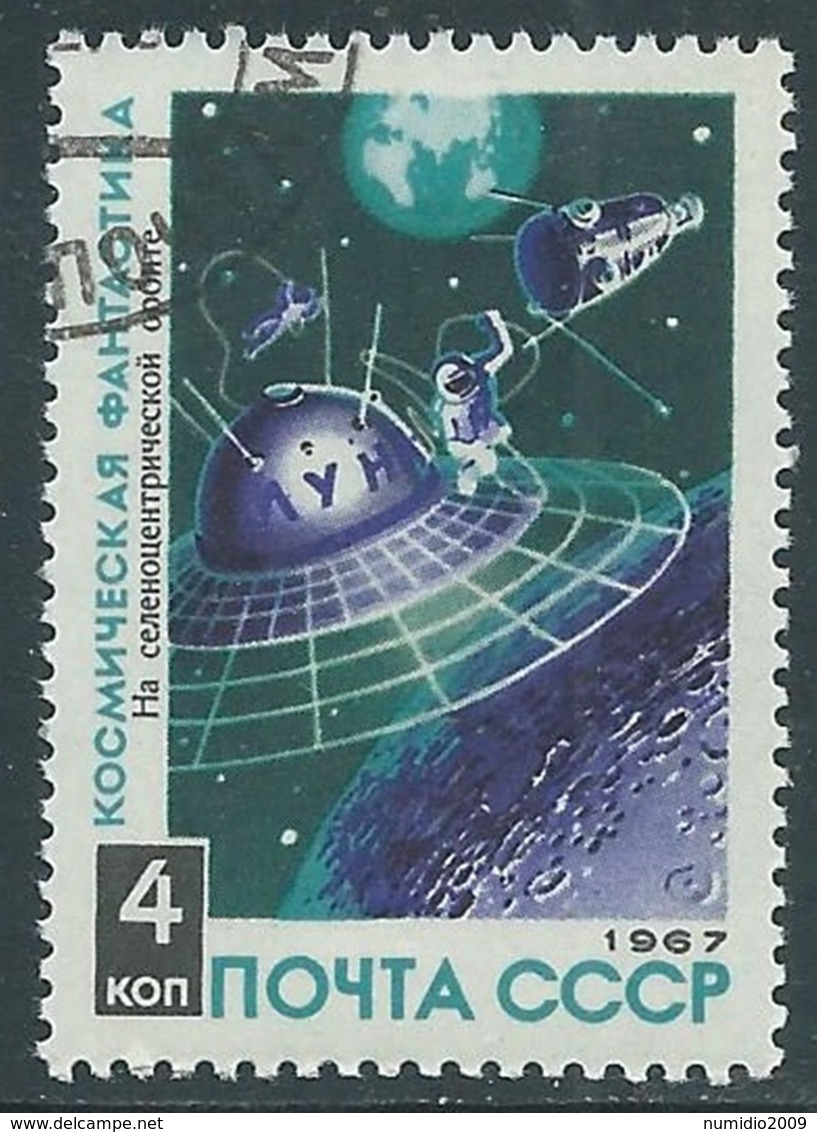 1967 RUSSIA USATO SPAZIO FANTASCIENZA COSMONAUTICA STAZIONE 4 K - V22-5 - Oblitérés