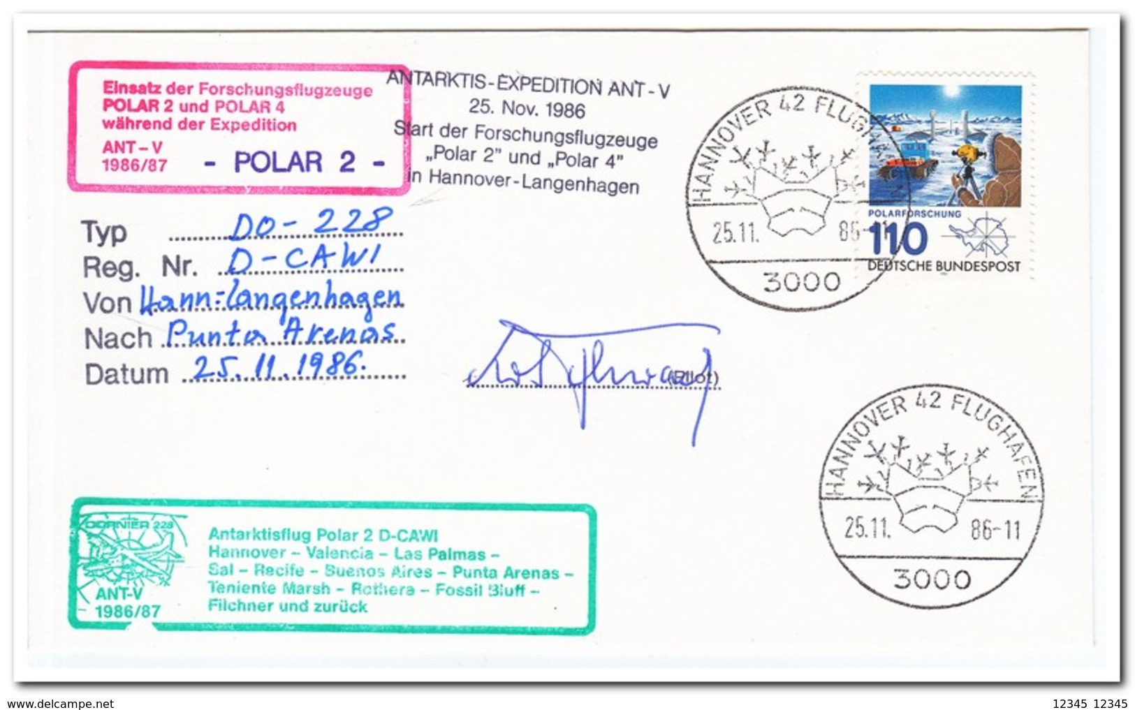 Duitsland 1986, Antarctic Expedition Ant-V, Airplane Polar I And Polar IV - Andere Vervoerswijzen