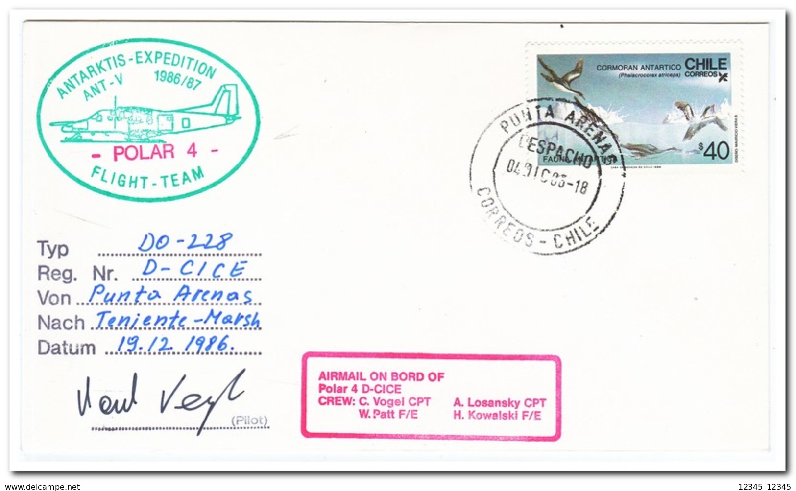 Chili 1986, Antarctic Expedition Ant-V, Airplane Polar IV, Birds - Andere Vervoerswijzen