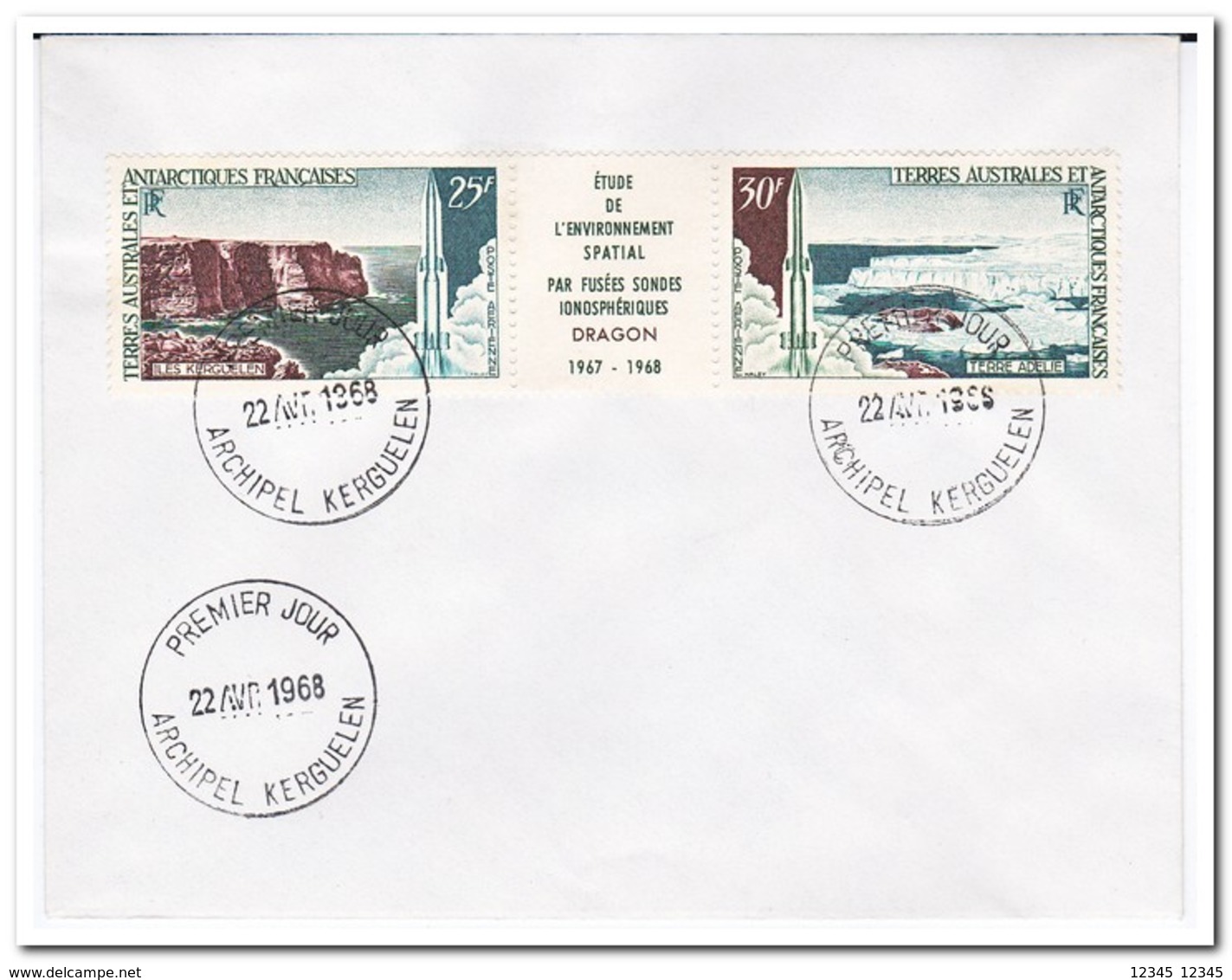 Frans Antarctica 1968, FDC, 1 Year Launch Baseline For Ionospheric Research By Probes - FDC