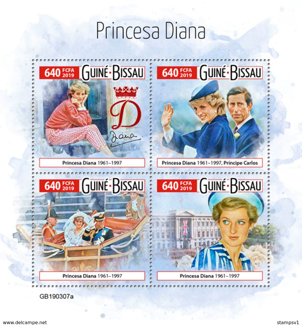 Guinea Bissau. 2019 Princess Diana. (0307a)  OFFICIAL ISSUE - Familles Royales