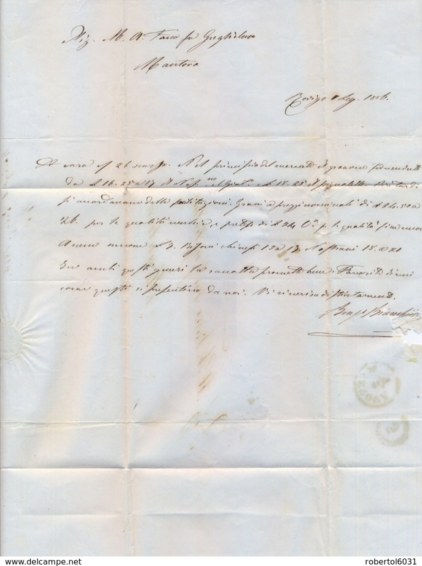 Lombardo Veneto 1856 Lettera Da Rovigo Per Mantova Con 30 Cent Carta A Macchina Margine Di Foglio A Destra - Lombardo-Veneto