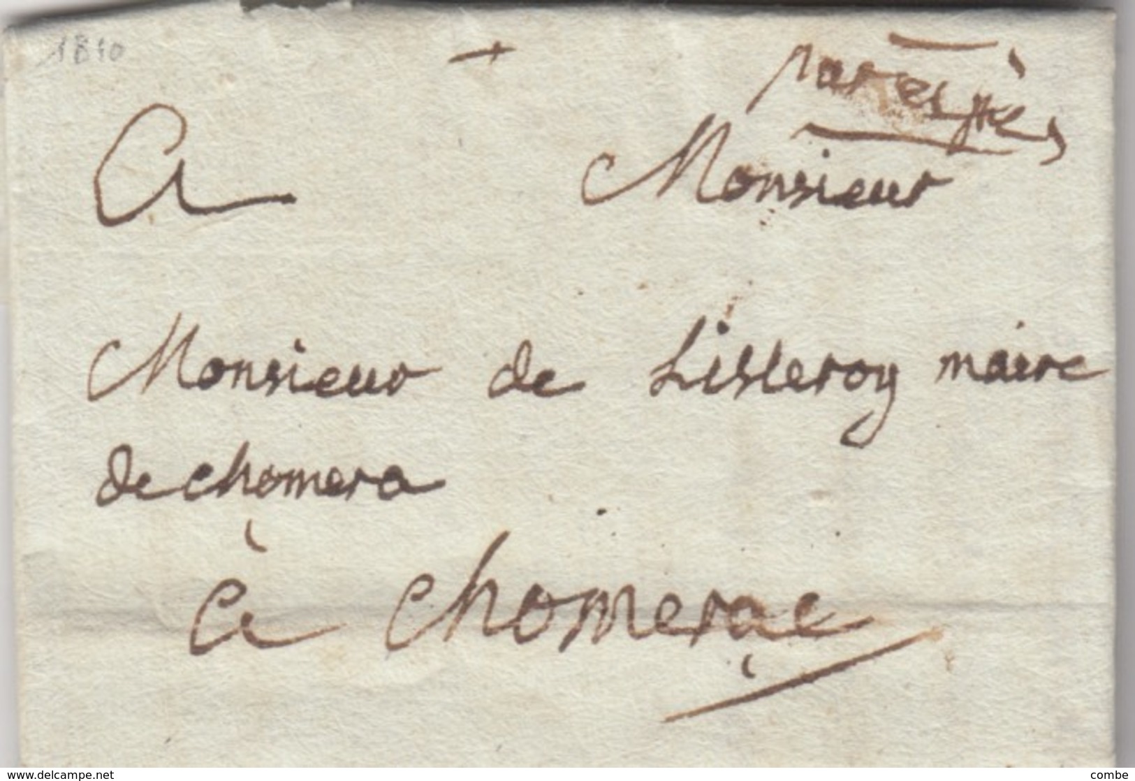 1810. LETTRE DE PONT ST ESPRIT GARD. MANU  PAR EXPRES. POUR CHOMERAC ARDECHE  /  7494 - 1801-1848: Vorläufer XIX