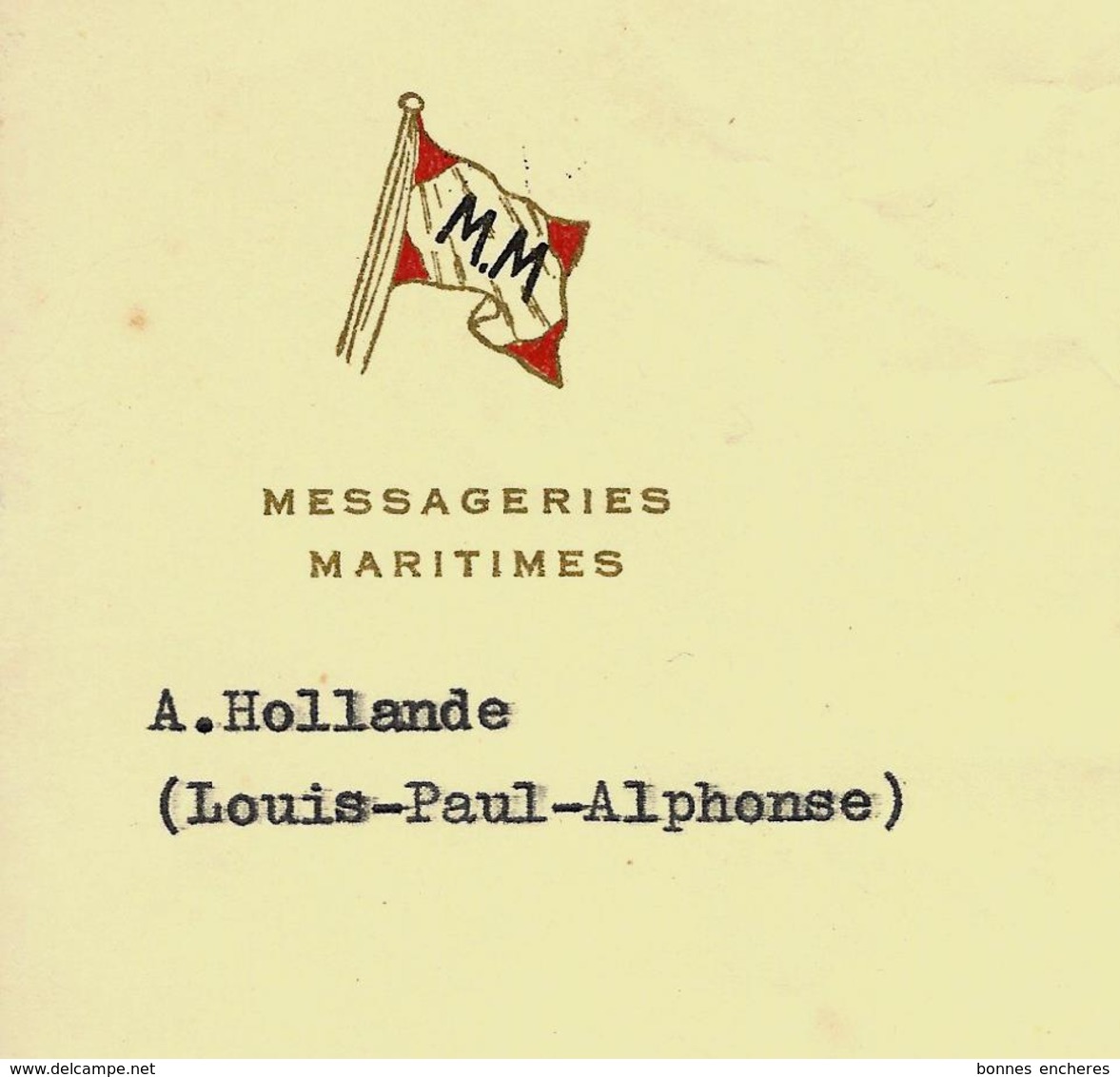 A. HOLLANDE AUTEUR OUVRAGES SUR TAHITI CONFERENCIER LETTRE SIGNEE SUR ENTETE Messageries Maritimes V.TEXTE - Other & Unclassified