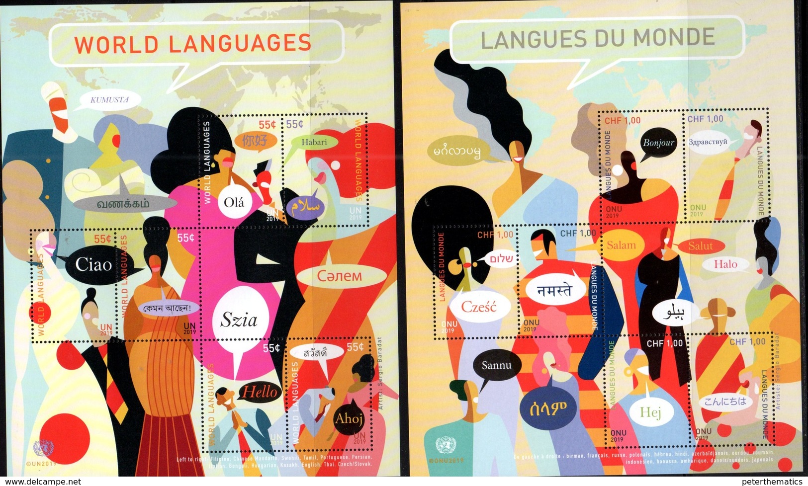 UN , 2019, WORLD LANGUAGES,  3 SHEETLETS - Other & Unclassified