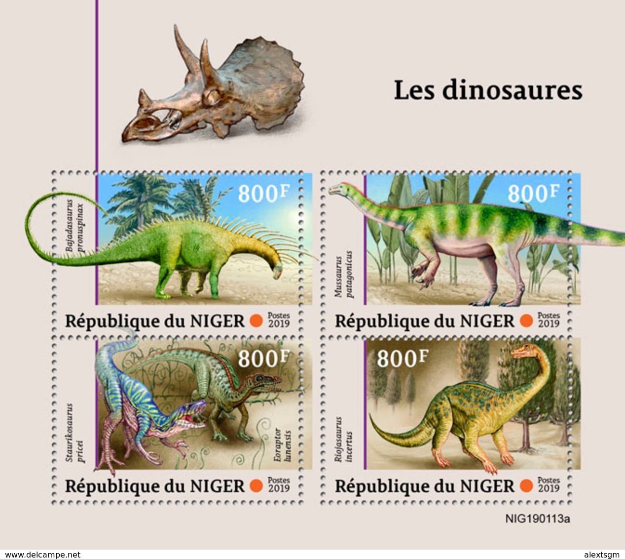 NIGER 2019 - Dinosaurs. Official Issue - Prehistorisch