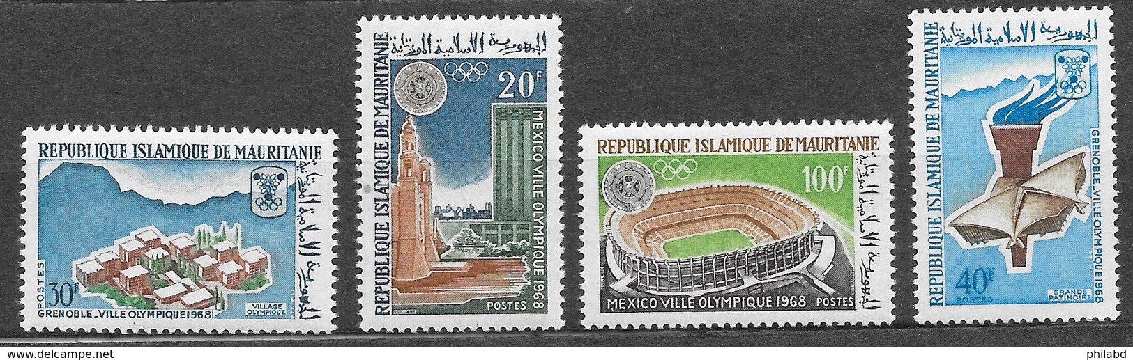 Mauritanie N°223 à 226 JO Grenoble Mexico 1967 ** - Mauritanie (1960-...)