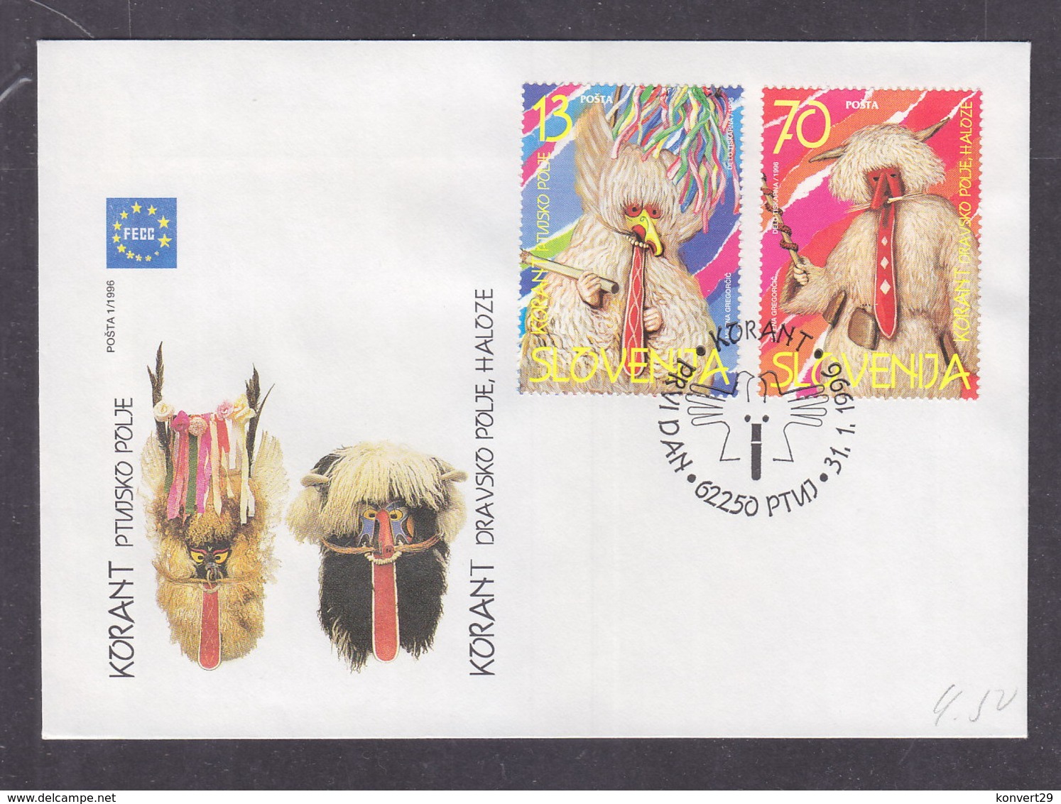 Slovenia 1996 Traditional Carnival Costumes FDC - Slovénie