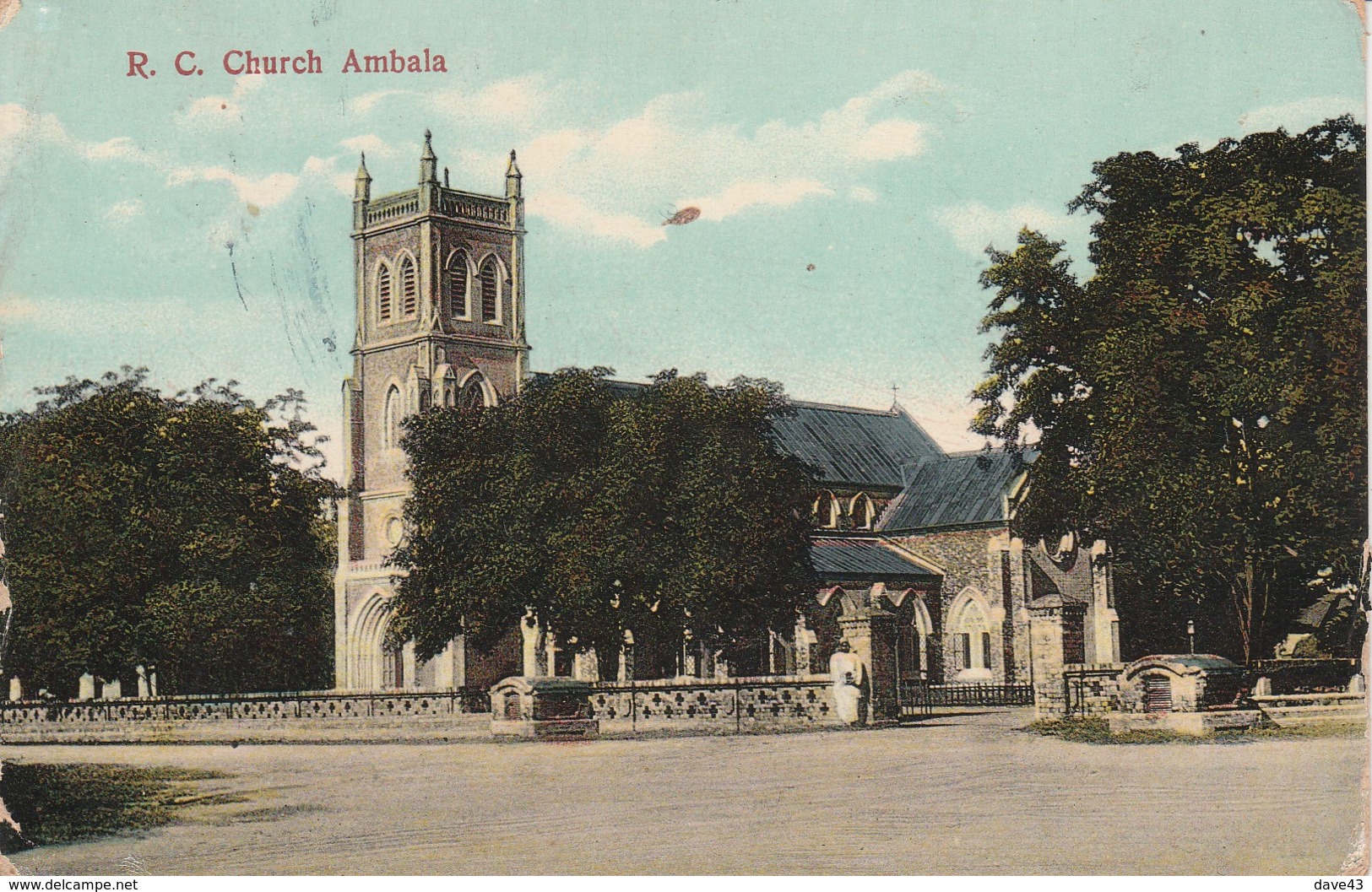 1910 Card RC Church Ambala 1a Stamp Sg123 Cantonment CDS - India