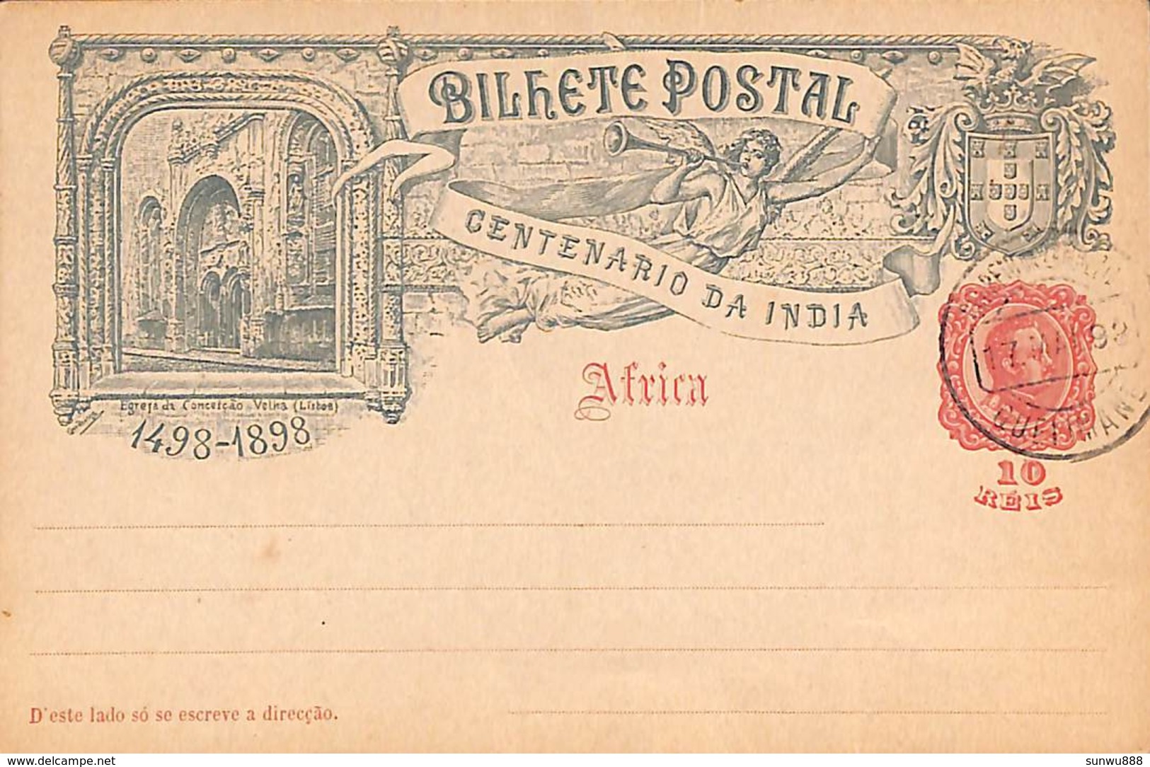 Bilhete Postal - Centenario Da India 1498-1898 10 Reis 1898 - Entiers Postaux