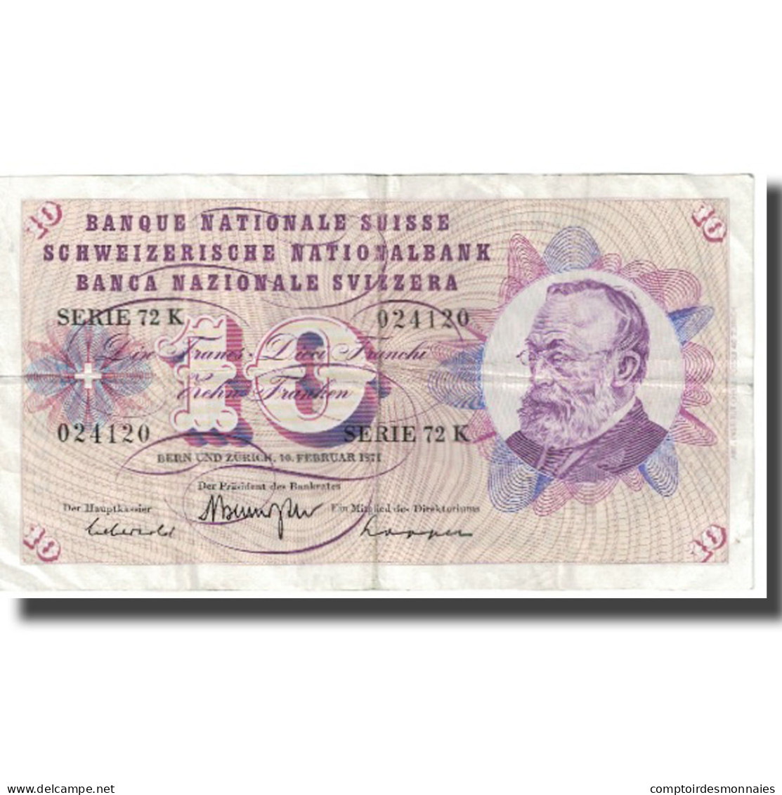 Billet, Suisse, 10 Franken, 1971, 1971-02-10, KM:45q, SPL - Suisse