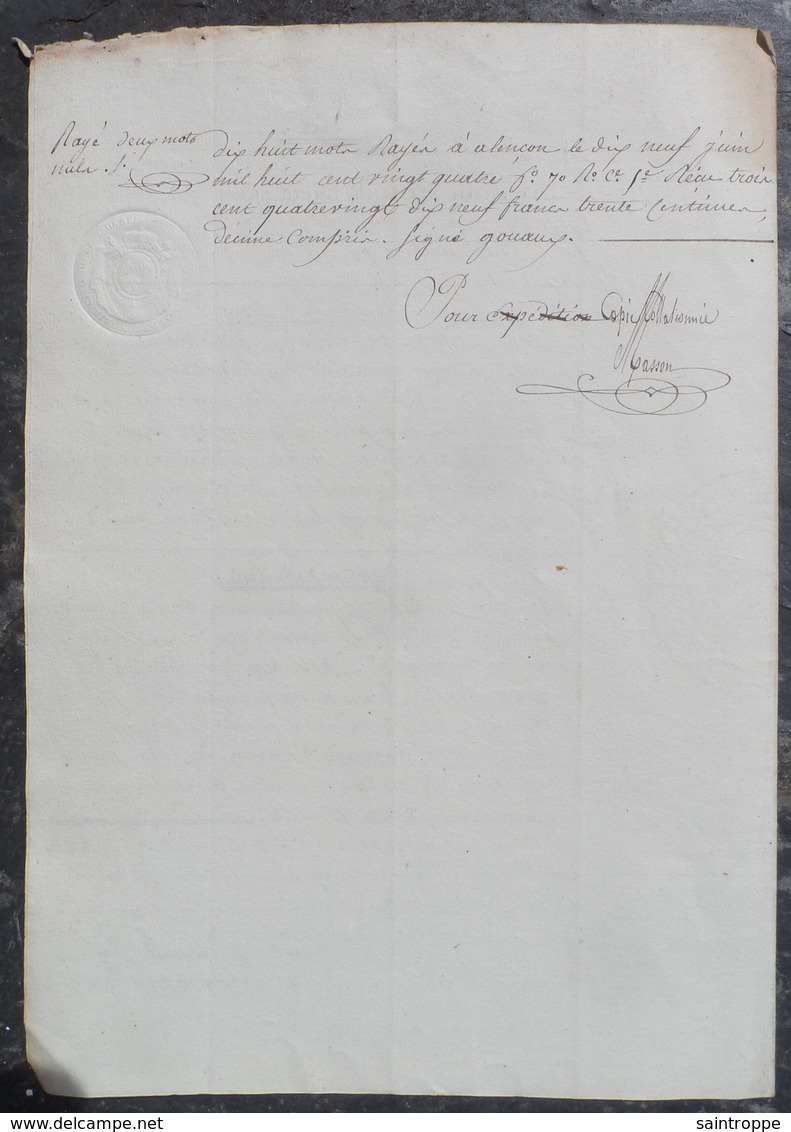 V.Osmont,Maire De Saint-Denis-sur-Sarthon, Vend à J.Lecointre-Minoret,Négociant à Alençon,une Maison Fbg Saint-Blaise - Manuscrits